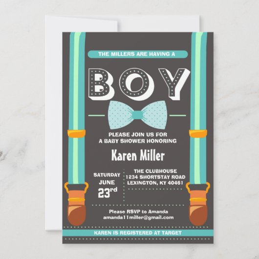 Invitation au Baby shower Little Man (Devant)