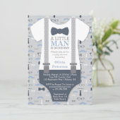 Invitation au Baby shower Little Man, bleu marine, (Debout devant)