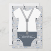 Invitation au Baby shower Little Man, bleu marine, (Dos)