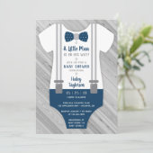 Invitation au Baby shower Little Man, bleu marine, (Debout devant)