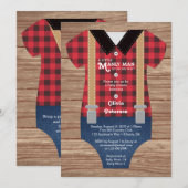 Invitation au Baby shower Little Man, bûcheron (Devant / Derrière)