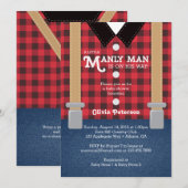 Invitation au Baby shower Little Man, bûcheron (Devant / Derrière)