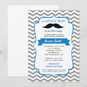 Invitation au Baby shower Little Man Mustache (Devant / Derrière)