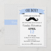 Invitation au Baby shower Little Man Mustache (Devant / Derrière)