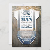 Invitation au Baby shower Little Man | Pays rustiq (Devant)