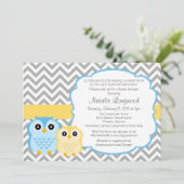 Invitation au Baby shower Little Owls, garçon (Debout devant)
