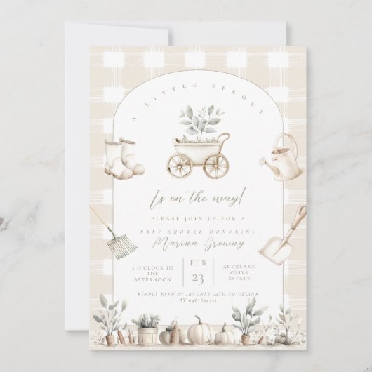 Invitation au Baby shower Little Sprout (Devant)