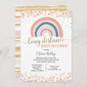 Invitation au Baby shower longue distance Rainbow (Devant / Derrière)