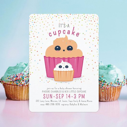 Invitation au Baby shower Maman & Baby Cupcake