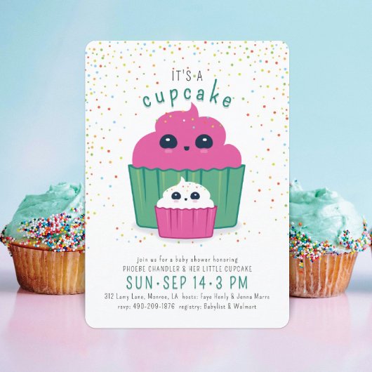 Invitation au Baby shower Maman & Baby Cupcake