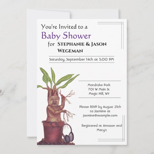 Invitation au Baby shower Mandrake (Devant)