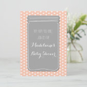 Invitation au Baby shower Mason Jar de Peach Grey  (Debout devant)
