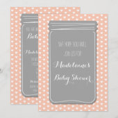 Invitation au Baby shower Mason Jar de Peach Grey  (Devant / Derrière)