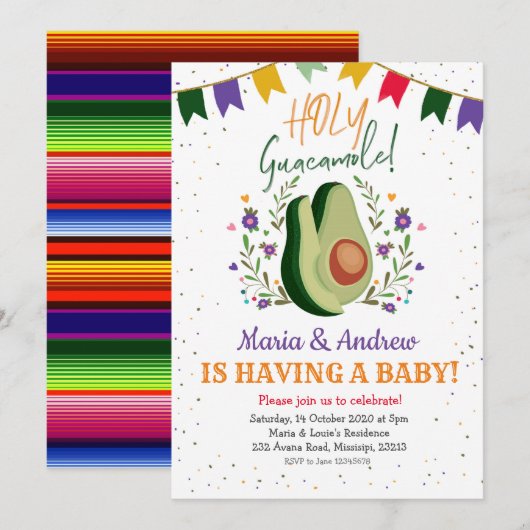 Invitation au Baby shower mexicain de Saint-Guacam (Devant / Derrière)