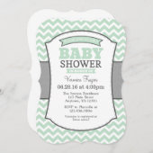 Invitation au Baby shower Mint Green Gray Chevron (Devant / Derrière)
