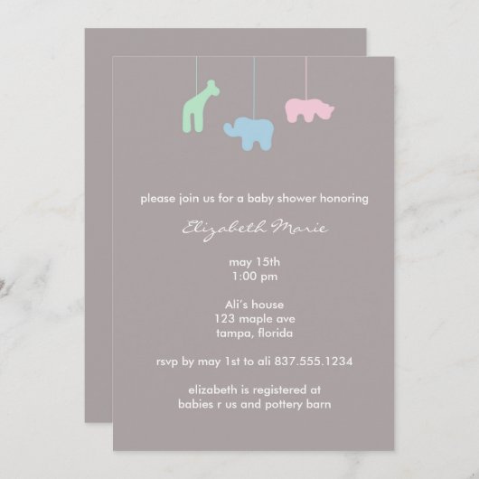 Invitation au Baby shower mobile (Devant / Derrière)