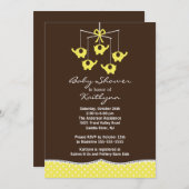 Invitation au Baby shower mobile des éléphants jau (Devant / Derrière)
