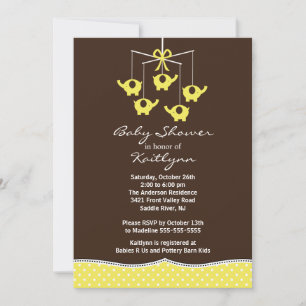 Invitation au Baby shower mobile des éléphants jau