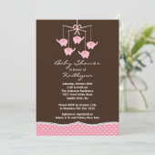 Invitation au Baby shower mobile Pink Elephant (Debout devant)