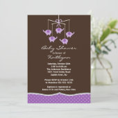 Invitation au Baby shower mobile Purple Elephant (Debout devant)