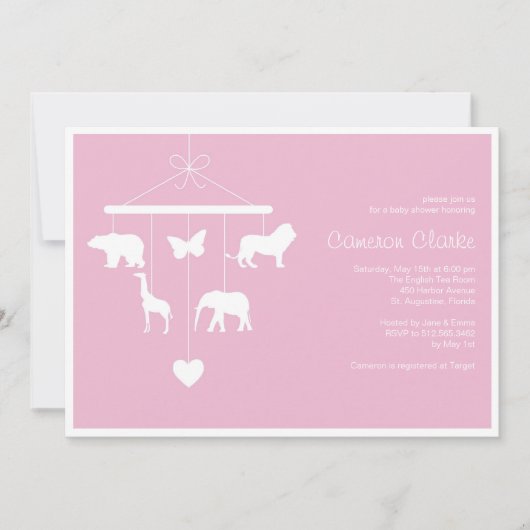 Invitation au Baby shower mobile Zoo (Devant)