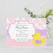Invitation au Baby shower moderne de Pink Damask D (Debout devant)