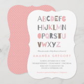 Invitation au Baby shower moderne Sweet ABC (Devant / Derrière)