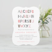 Invitation au Baby shower moderne Sweet ABC (Debout devant)
