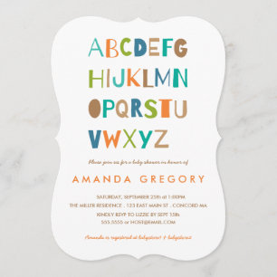 Invitation au Baby shower moderne Sweet ABC