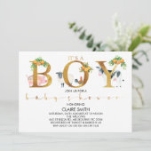 Invitation au Baby shower mondial des animaux de f (Debout devant)