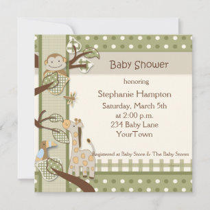 Invitation au Baby shower Monkey & Friends