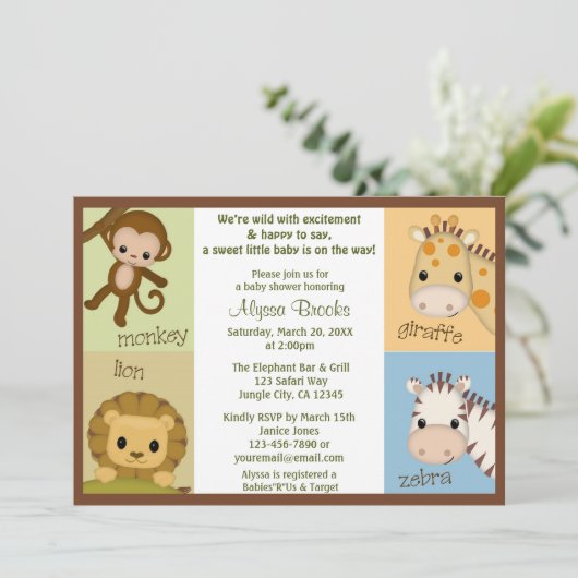 Invitation au Baby shower Monkey Jungle MONKEY MJS (Debout devant)