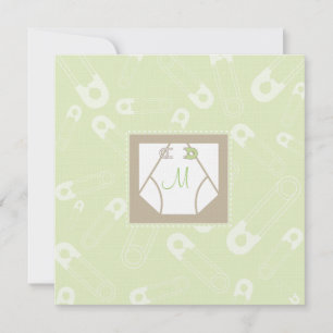 Invitation au Baby shower Monogramme de couches et