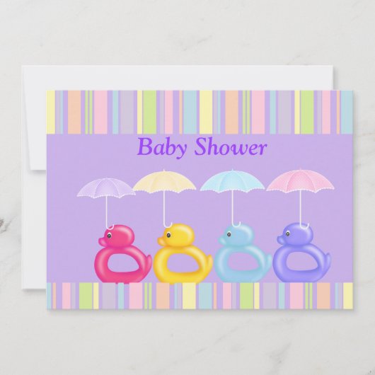 INVITATION AU BABY SHOWER MULTI-DUC DE PURPLE STRI (Devant)