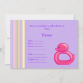 INVITATION AU BABY SHOWER MULTI-DUC DE PURPLE STRI (Dos)