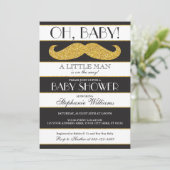 Invitation au Baby shower Mustache - Petit Homme (Debout devant)