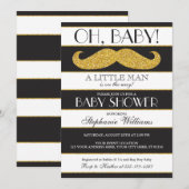 Invitation au Baby shower Mustache - Petit Homme (Devant / Derrière)