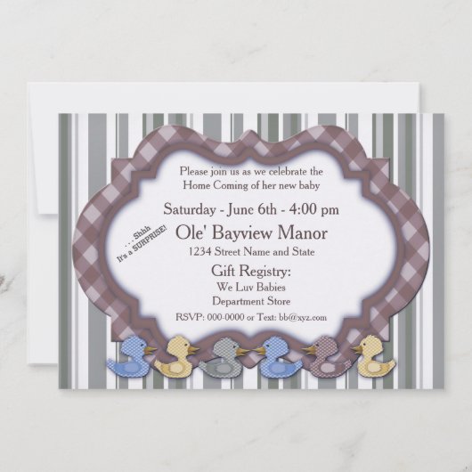 INVITATION AU baby shower - NATATION DES DUCKS - U (Dos)