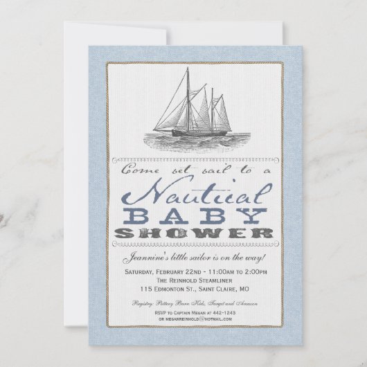 Invitation au Baby shower nautique (Devant)