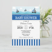 Invitation au Baby shower nautique bleu (Debout devant)