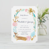 Invitation au Baby shower nautique de baleine (Debout devant)