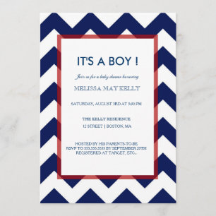 Invitation au Baby shower nautique de Chevron