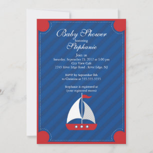 Invitation au Baby shower nautique moderne