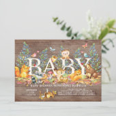 Invitation au Baby shower neutre bois (Debout devant)