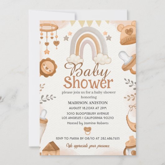 Invitation au Baby shower neutre | Cute Boho arc-e (Devant)