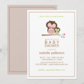 Invitation au Baby shower neutre Cute Owl et Mama (Devant / Derrière)