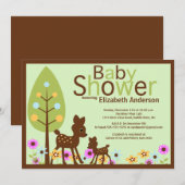 Invitation au Baby shower neutre de Baby Deer (Devant / Derrière)