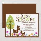 Invitation au Baby shower neutre de Baby Deer (Devant / Derrière)