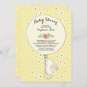 Invitation au Baby shower neutre de lapin précieux