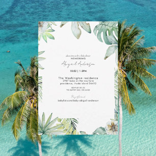 Invitation au Baby shower neutre et tropical